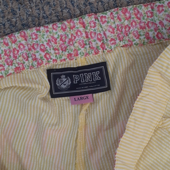 Pink VS Yellow Striped Capri Pants SIZE L - Picture 3 of 7